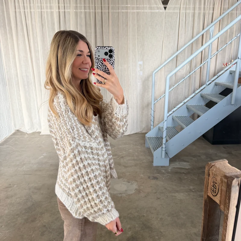 Strickjacke Lima WAVES - Beige x Creme