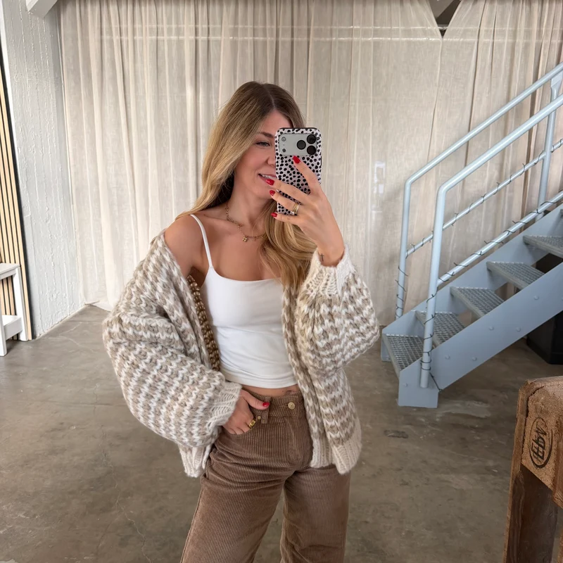 Strickjacke Lima WAVES - Beige x Creme