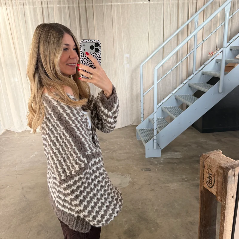Strickjacke Lima WAVES - Taupe x Creme