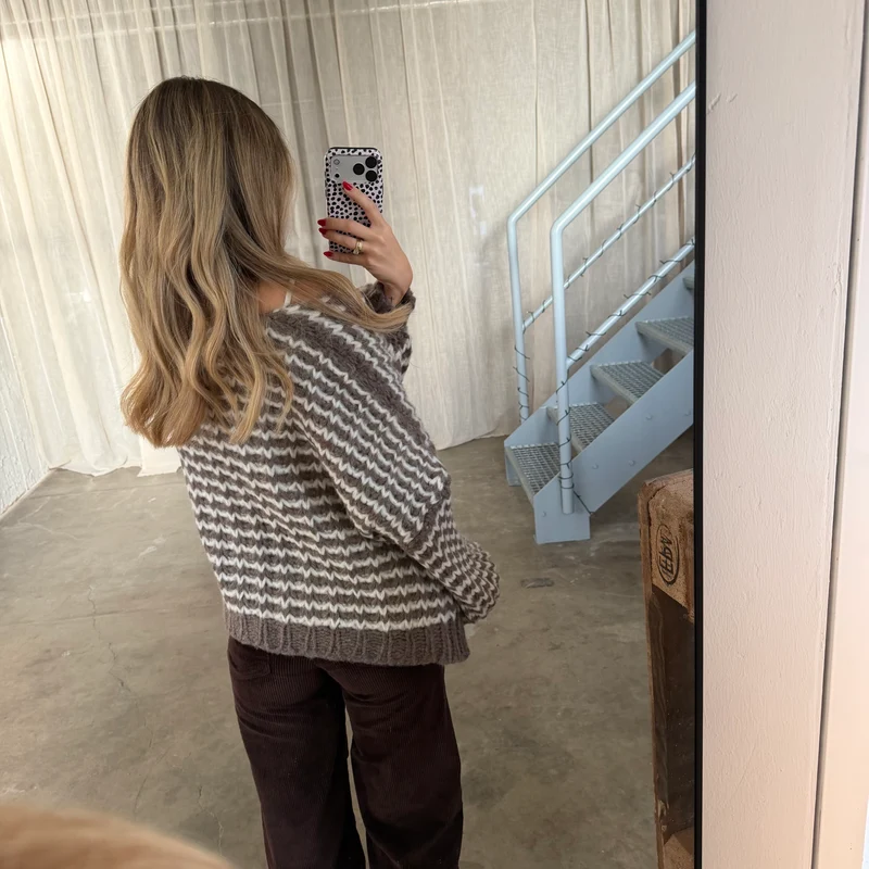 Strickjacke Lima WAVES - Taupe x Creme