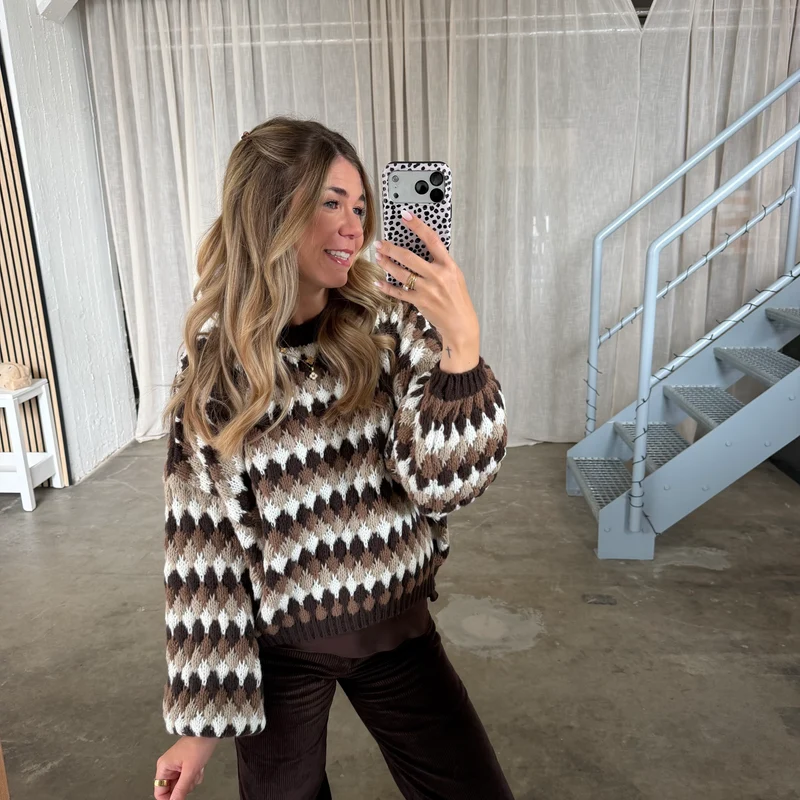 Pops Pulli - Braun x Weiß