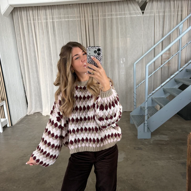 Pops Pulli - Bordeaux x Weiß