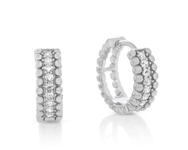 funkelnde Klapp Creolen mit Zirkonia aus 925 Sterling Silber