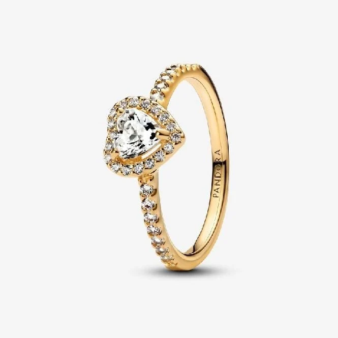 Gold Elevated Heart Ring, Size 58