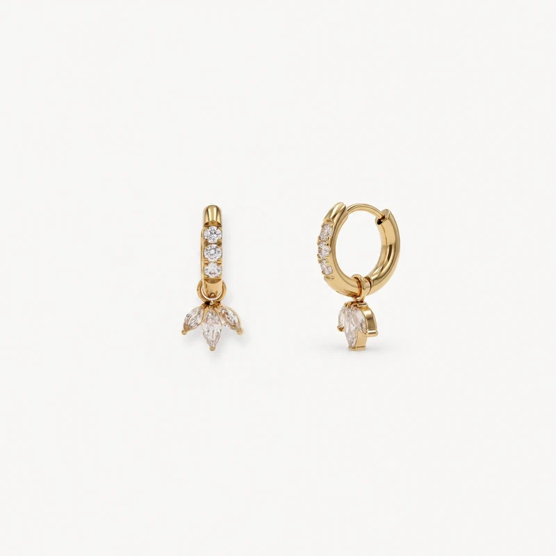 Pure Leaf Charm Hoop Gold