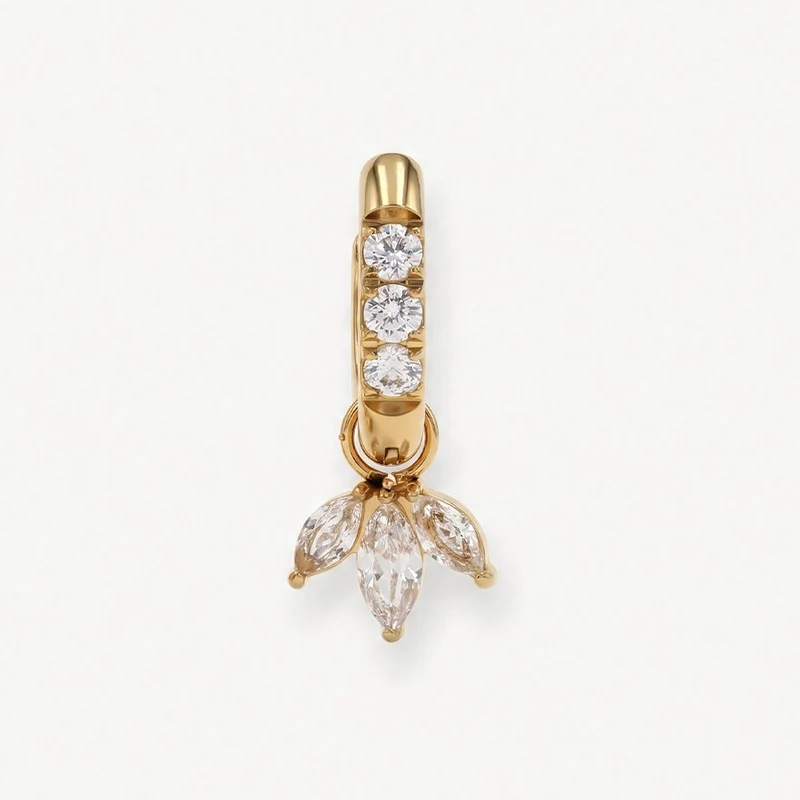 Pure Leaf Charm Hoop Gold