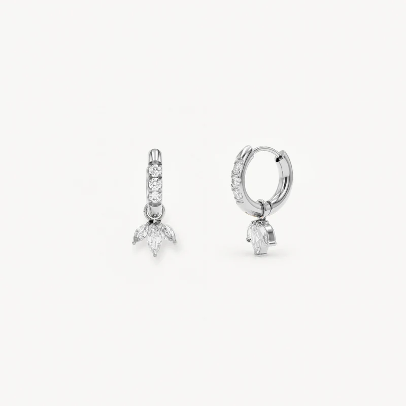 Pure Leaf Charm Hoop Silver