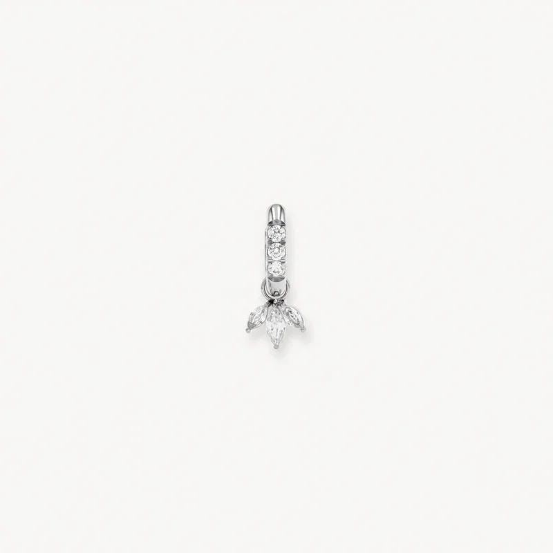 Pure Leaf Charm Hoop Silver