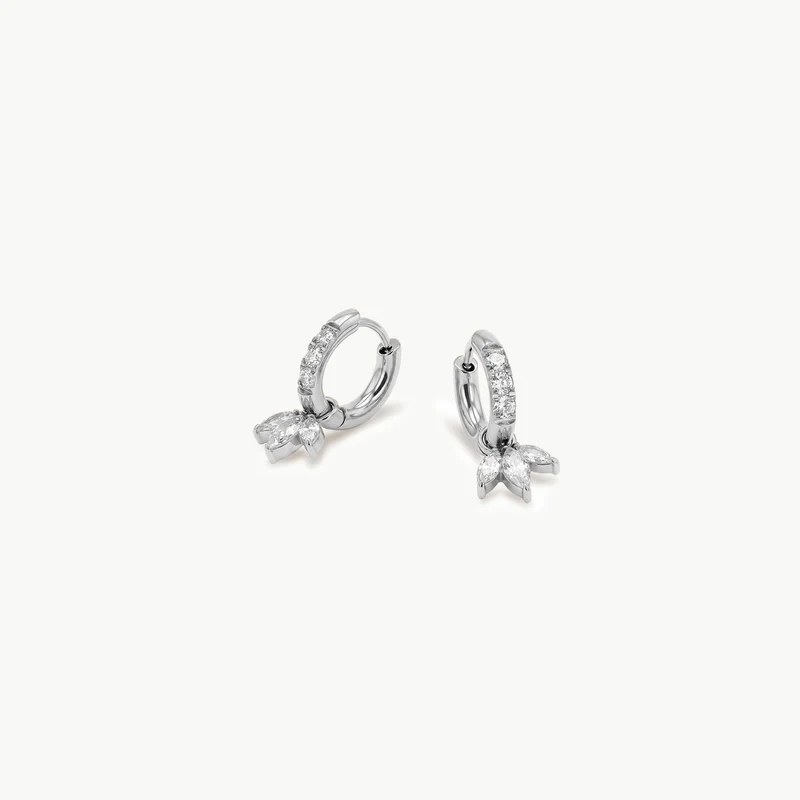 Pure Leaf Charm Hoop Silver