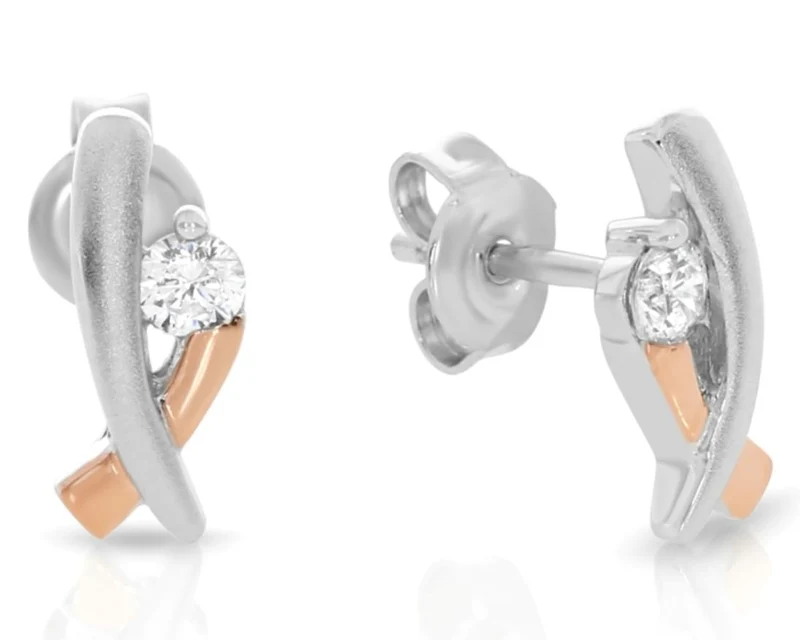 bicolor Ohrstecker rosé silber mit Zirkonia 925 Sterling Silber