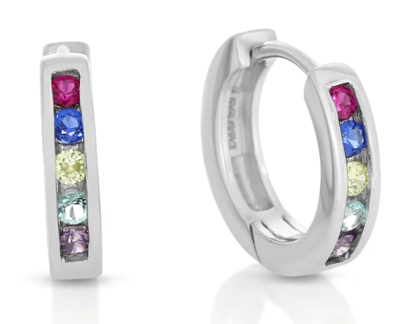 bunte Creolen Zirkonia mehrfarbig 925 Silber Damenschmuck