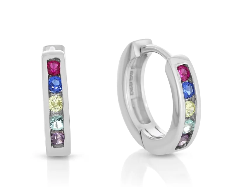 bunte Creolen Zirkonia mehrfarbig 925 Silber Damenschmuck