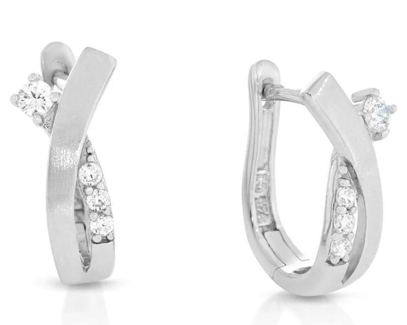 Klapp Creolen 925 Sterling Silber Zirkonia