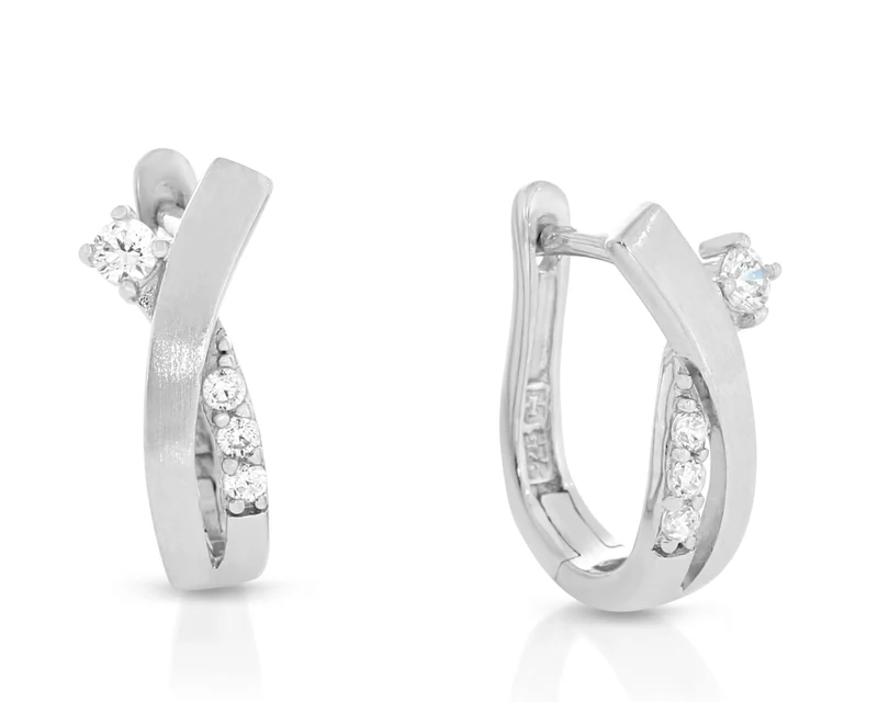 Klapp Creolen 925 Sterling Silber Zirkonia
