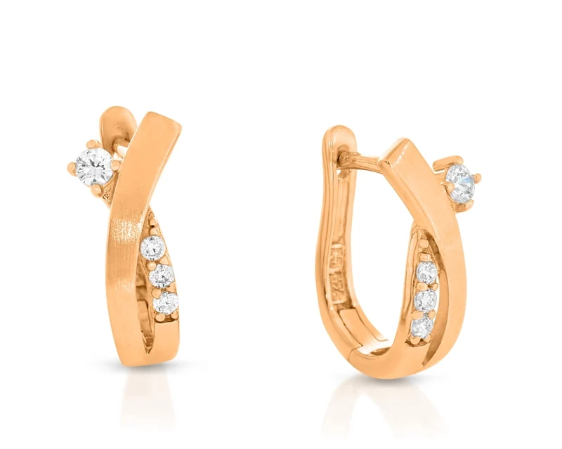 Zirkonia Creolen elegant rosé vergoldet Damenschmuck