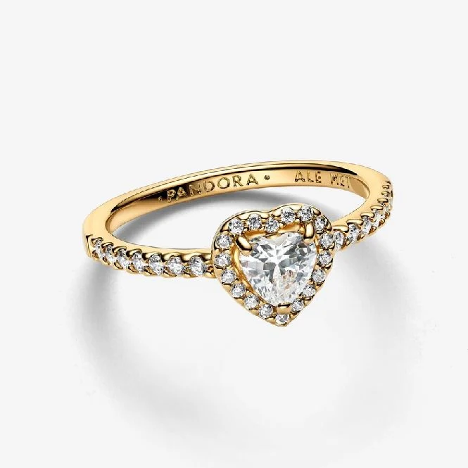 Gold Elevated Heart Ring, Size 48
