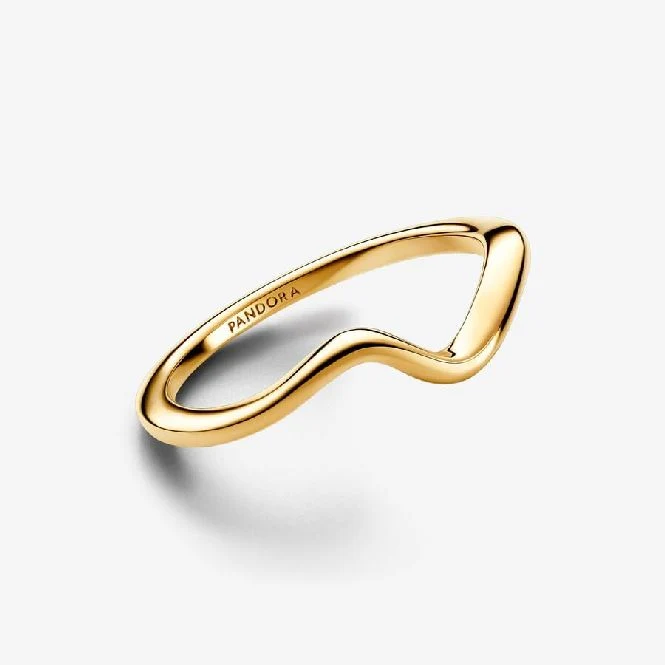 Gold Polished Wave Ring, Size 60