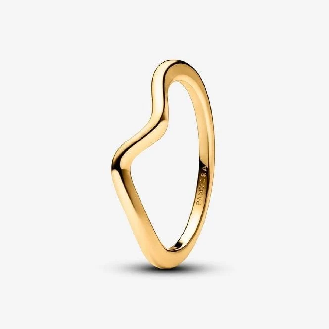 Gold Polished Wave Ring, Size 56