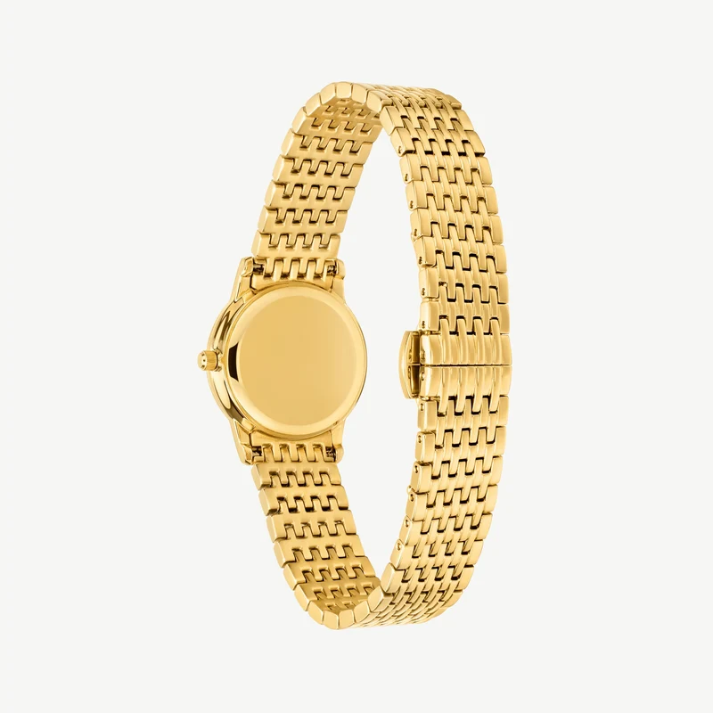 Classic Link Round Gold Watch With Black Dial