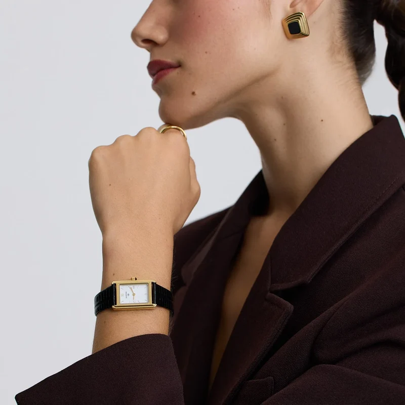 Classic Leather Rectangle Watch