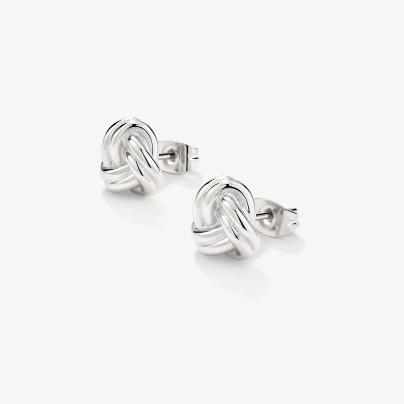 Silver Knots Stud Earrings