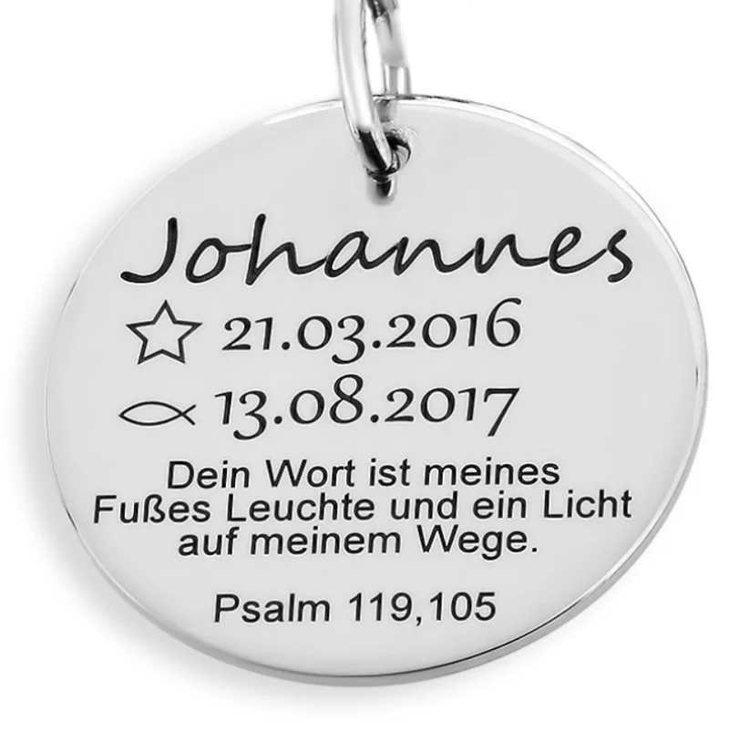 NAMENSPLÄTTCHEN poliert GRAVUR ANHÄNGER 1,7 cm Taufe