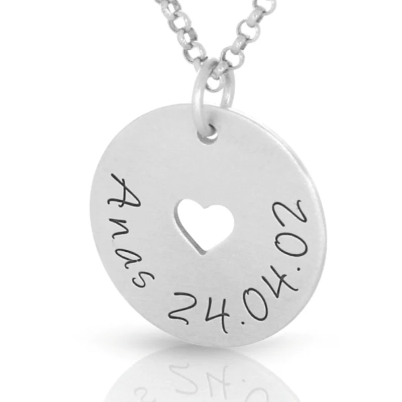 Kette mit Namen Herz Anhänger 1,7 cm groß Namenskette 925 Silber