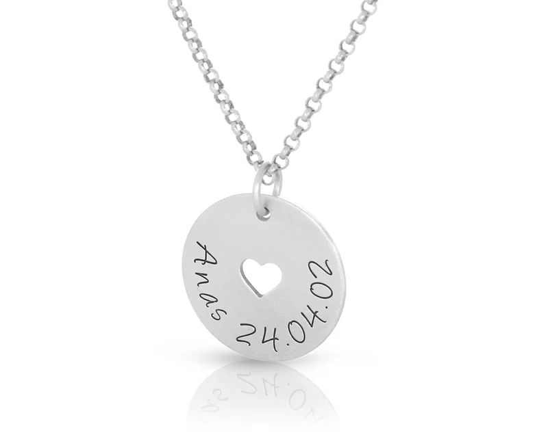 Kette mit Namen Herz Anhänger 1,7 cm groß Namenskette 925 Silber