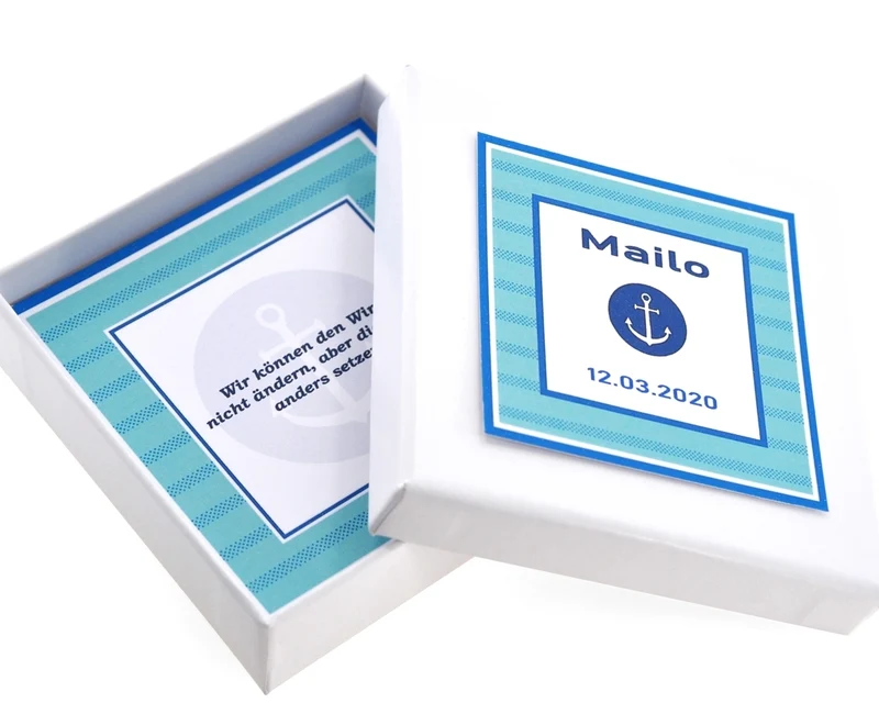 Geschenkschachtel Anker personalisiert Geburtstag, ABI, Einschulung, Taufe, Kommunion