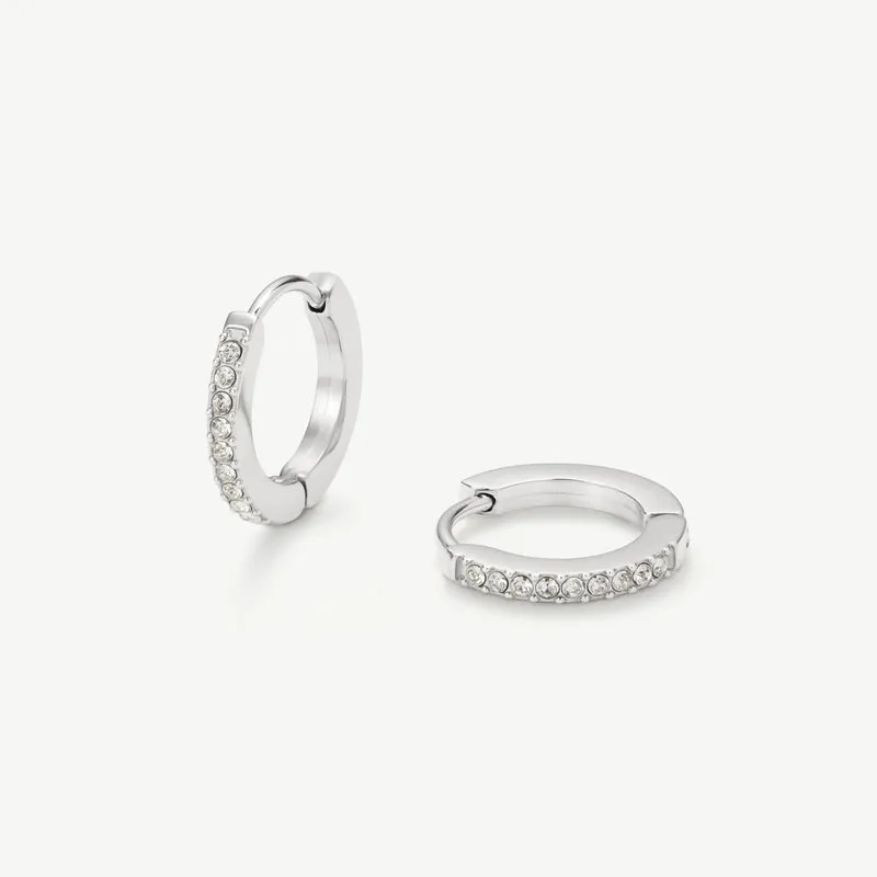 Silver Tennis Huggie Hoop Earrings