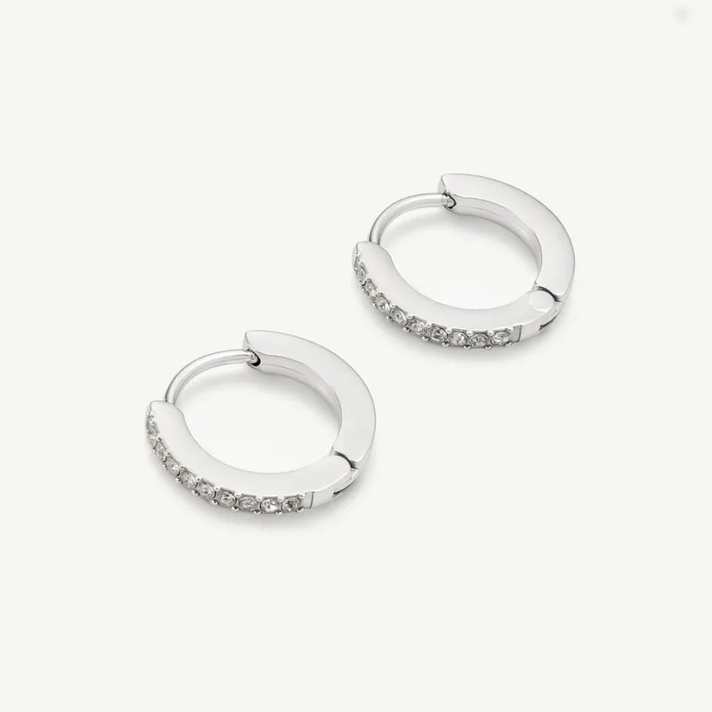 Silver Tennis Huggie Hoop Earrings