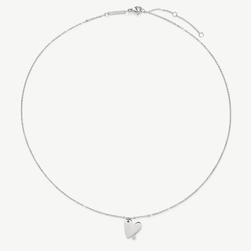Silver Heart With Stones Necklace