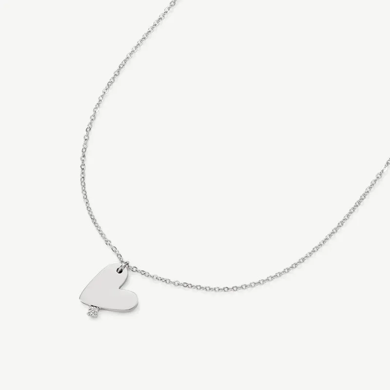 Silver Heart With Stones Necklace
