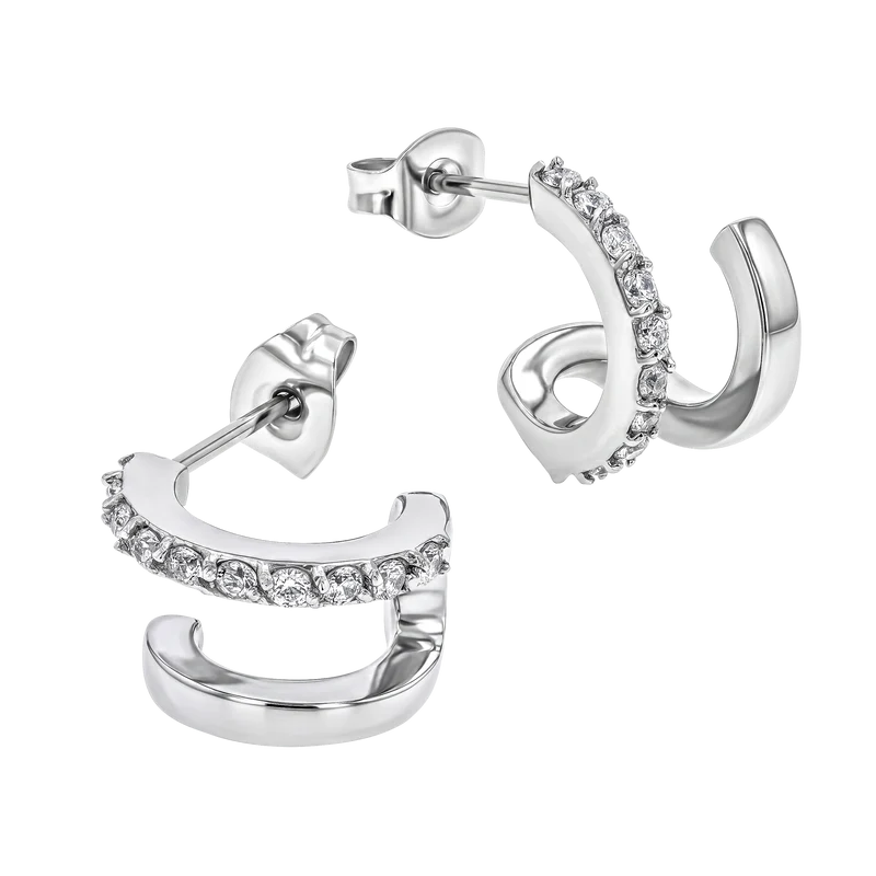 Classic Pave Double Hoops