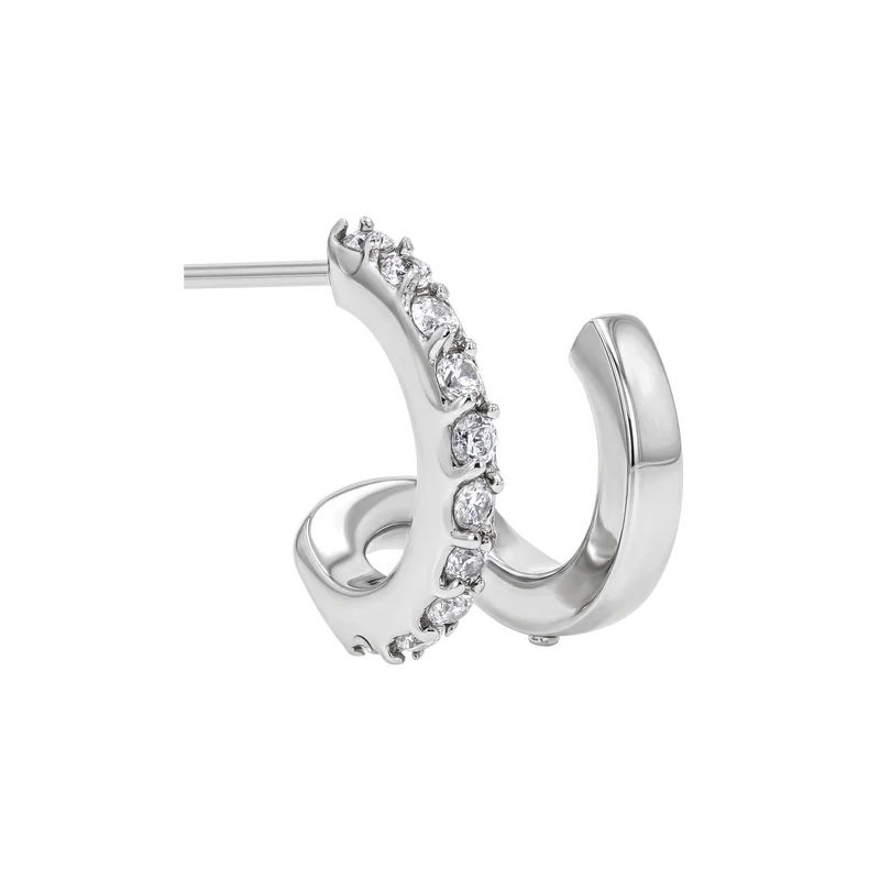 Classic Pave Double Hoops