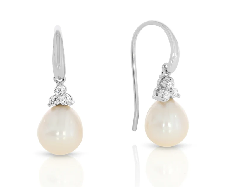 Perle Ohrhänger mit Zirkonia eleganter Damenschmuck