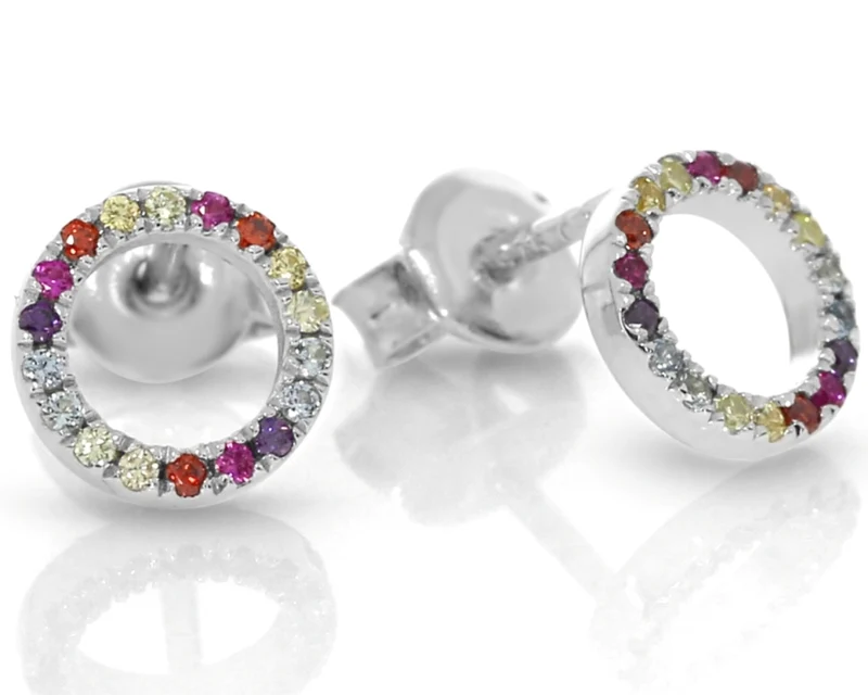 elegante Ohrstecker Zirkonia bunt Kreis 925 Sterling Silber