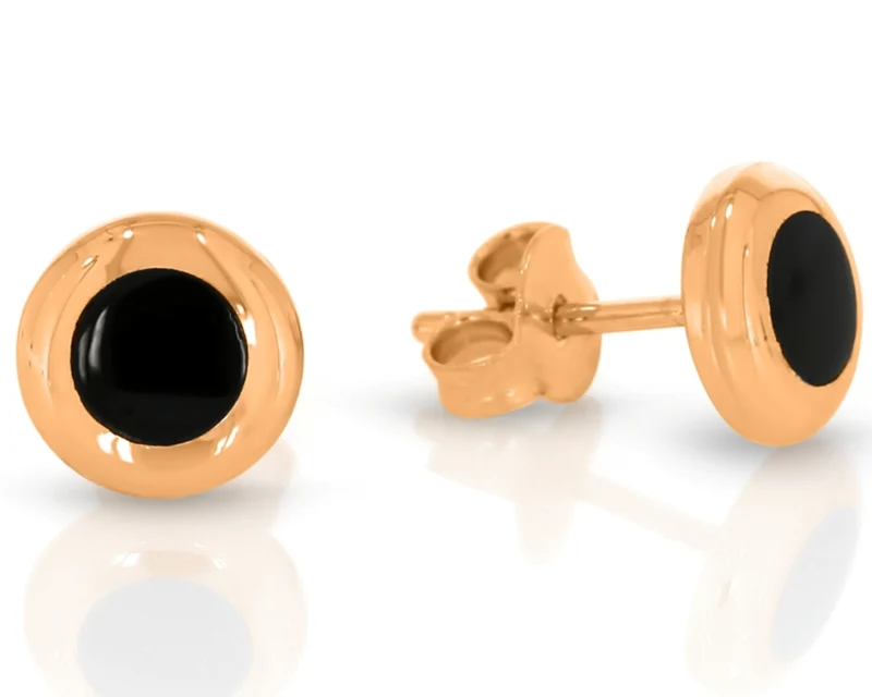 Ohrstecker rosé vergoldet schwarz bicolor runde