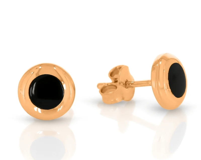 Ohrstecker rosé vergoldet schwarz bicolor runde