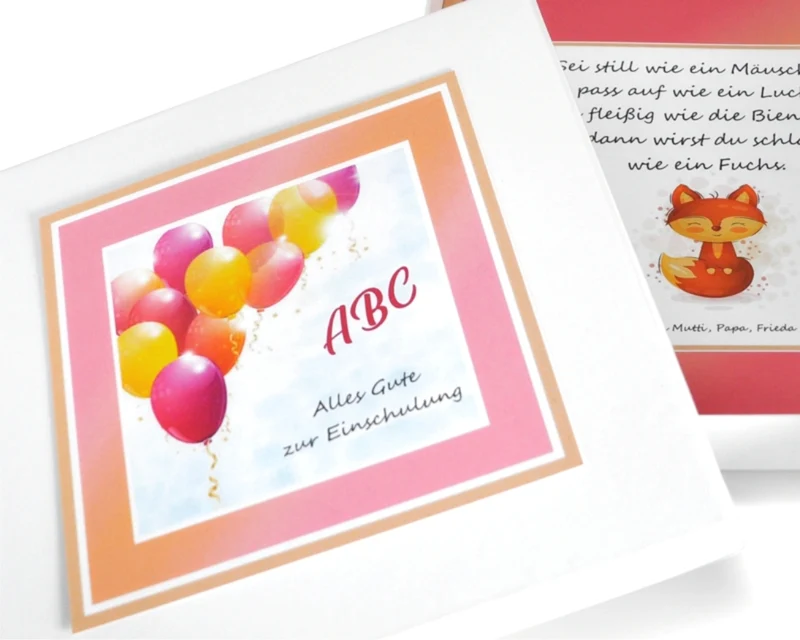 Einschulung Geschenk Schachtel mit Wunschtext Geburtstag Box Junge Mädchen ABC