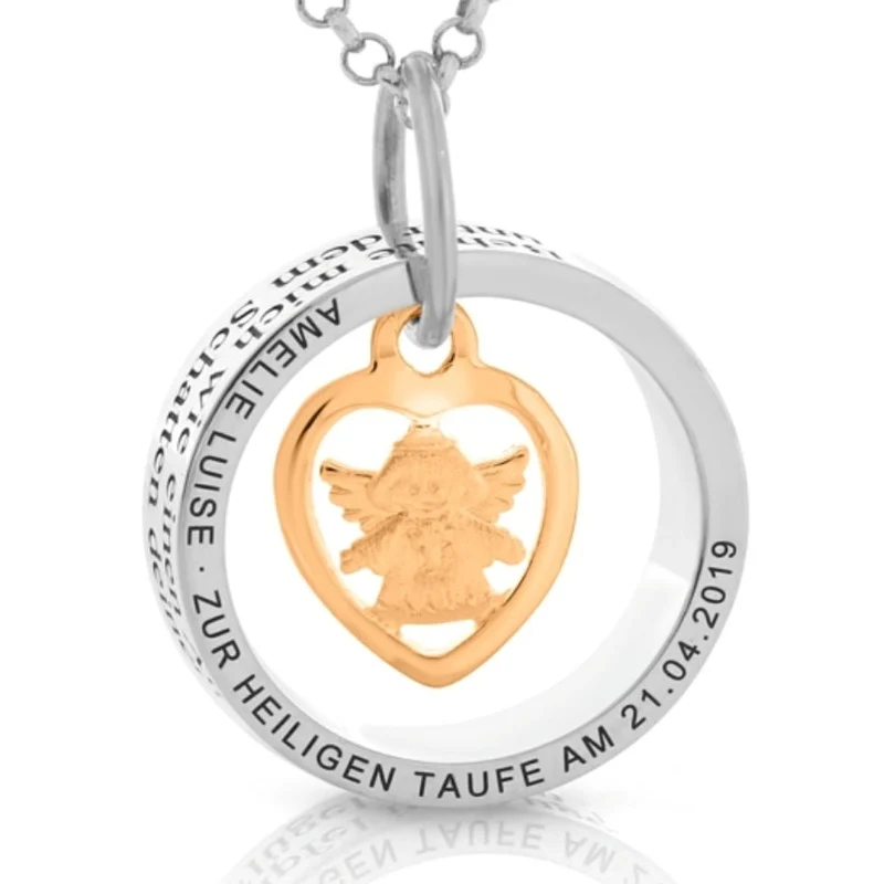 Taufschmuck Mädchen Gravur Taufkette 925 Silber Ring personalisierbar Engel Schmuck Taufe