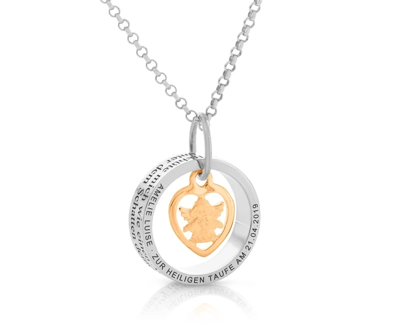Taufschmuck Mädchen Gravur Taufkette 925 Silber Ring personalisierbar Engel Schmuck Taufe