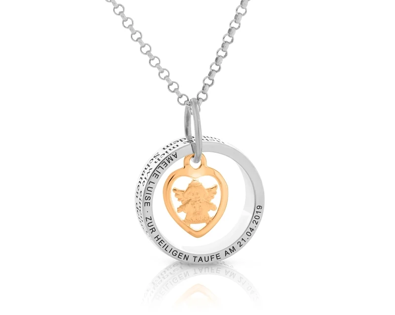 Taufschmuck Mädchen Gravur Taufkette 925 Silber Ring personalisierbar Engel Schmuck Taufe
