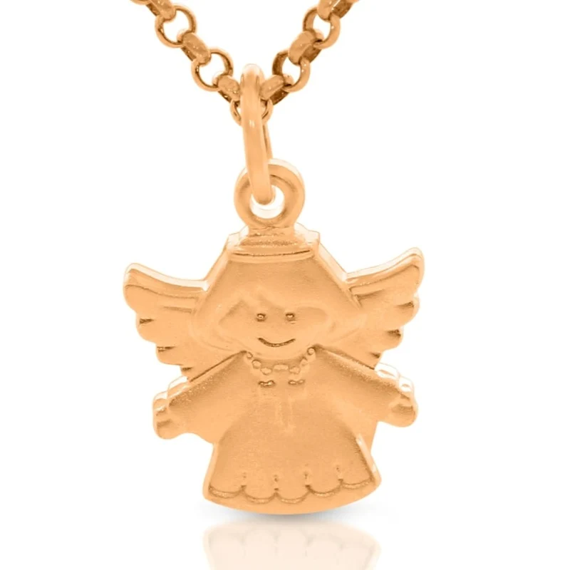 Taufanhänger Engel mit Kreuz Gravur Geschenk Schutzengel Name rosé vergoldet