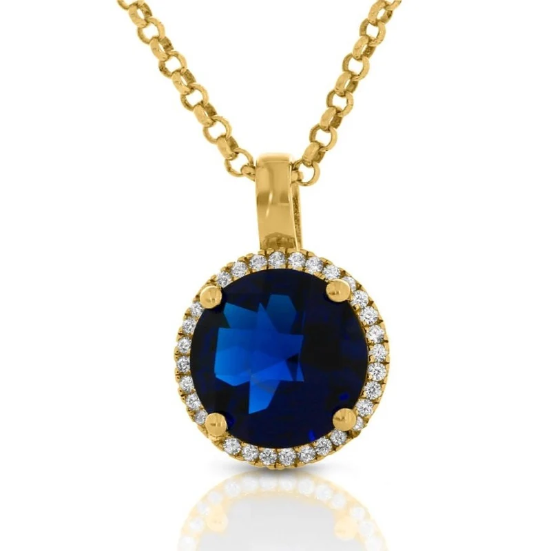 Kette mit blauem Zirkonia Anhänger vergoldet Damenschmuck