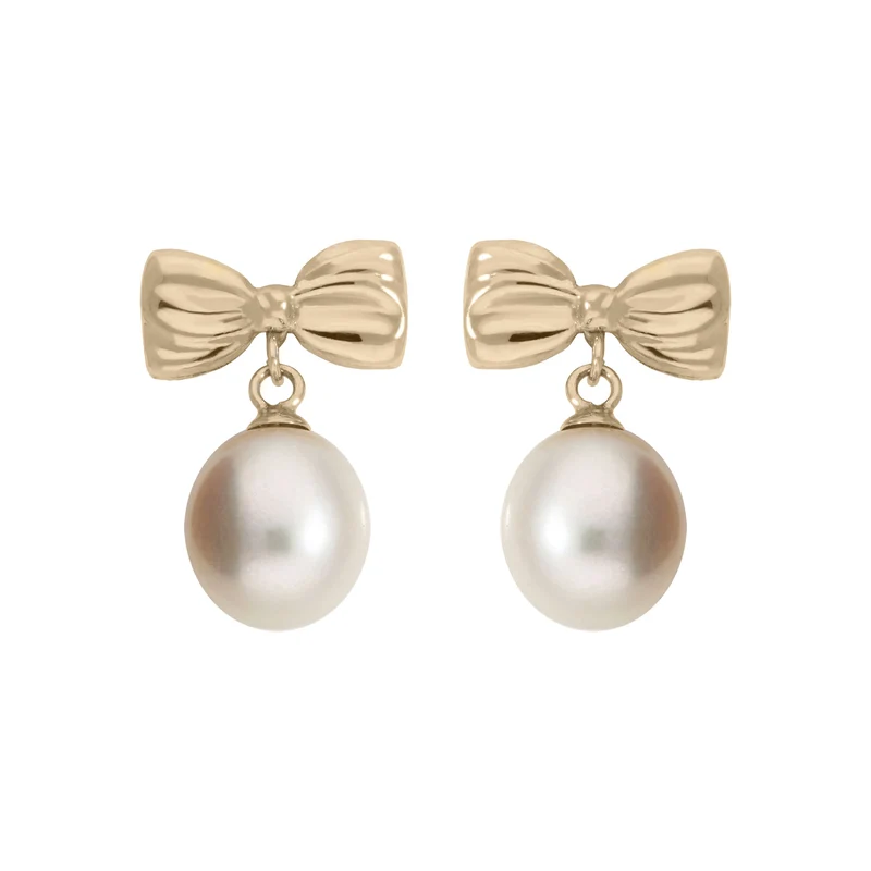 Pearly Bow Ohrstecker - 9 K Echtgold