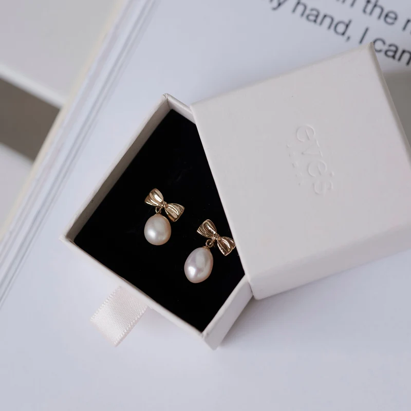 Pearly Bow Ohrstecker - 9 K Echtgold