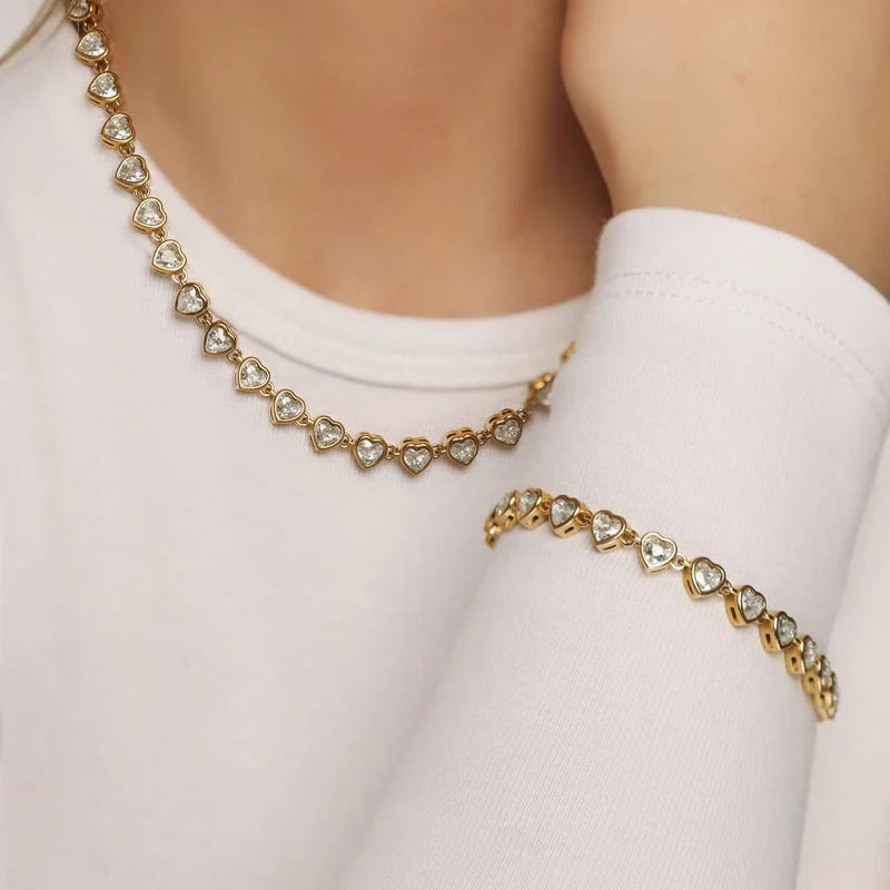Drop Heart Armband | 18K vergoldet