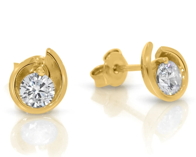 elegante Ohrstecker Damen Zirkonia vergoldet