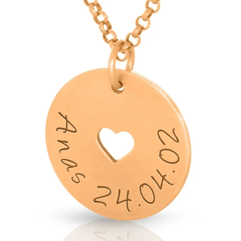 Herz Kette Gravur Namen Schmuck rosegold Namenskette